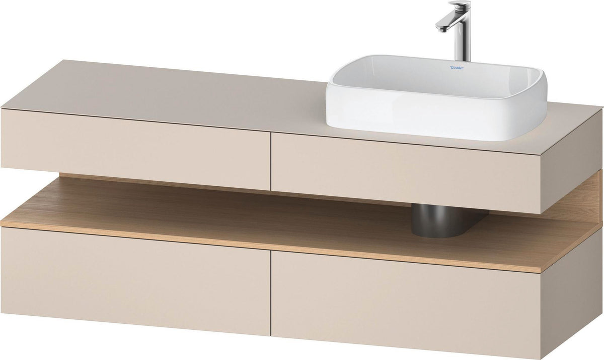 Duravit Qatego Konsolenwaschtischunterbau 1600 mm Weiß Hochglanz mit Eiche Schwarz Nische