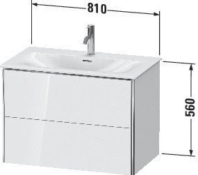Duravit XSquare Waschtischunterbau 810 mm weiß matt mit Tip-On-Technik und Siphonausschnitt