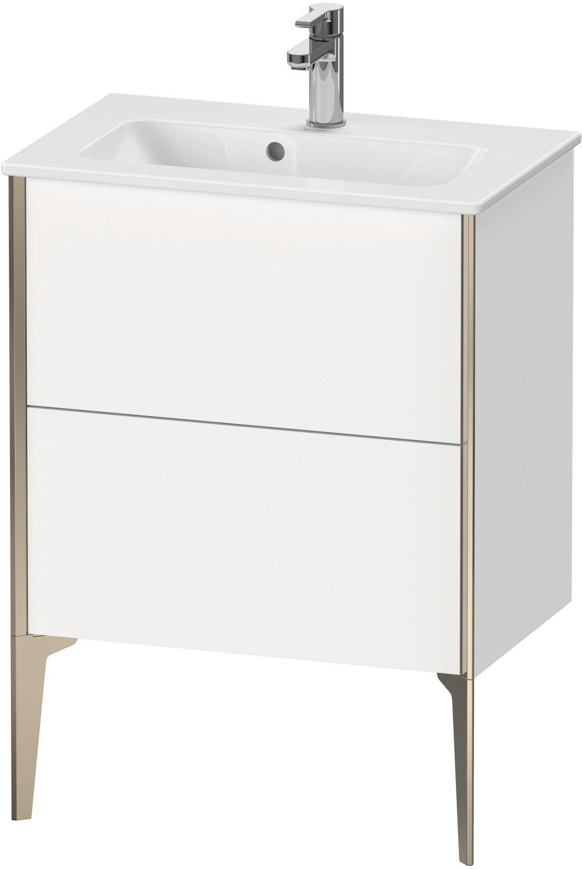 Duravit XViu Waschtischunterbau bodenstehend 610 mm, 2 Auszüge, champagner matt/weiß matt
