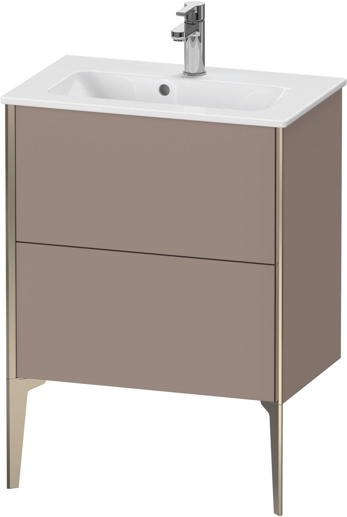 Duravit XViu Waschtischunterbau bodenstehend 610 mm, 2 Auszüge, champagner matt/weiß matt