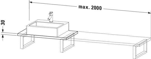 Duravit L-Cube Konsole variabel 800-2000 mm Weiß Matt mit Waschschüssel-Aussparung