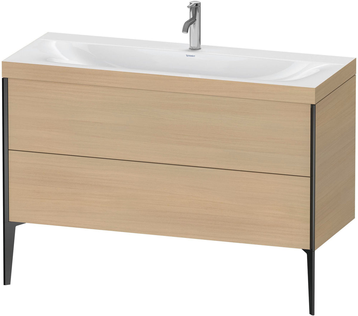 DURAVIT XViu c-bonded Waschtischunterbauset 1200 mm, 2 Auszüge, Eiche Dunkel / Schwarz Matt