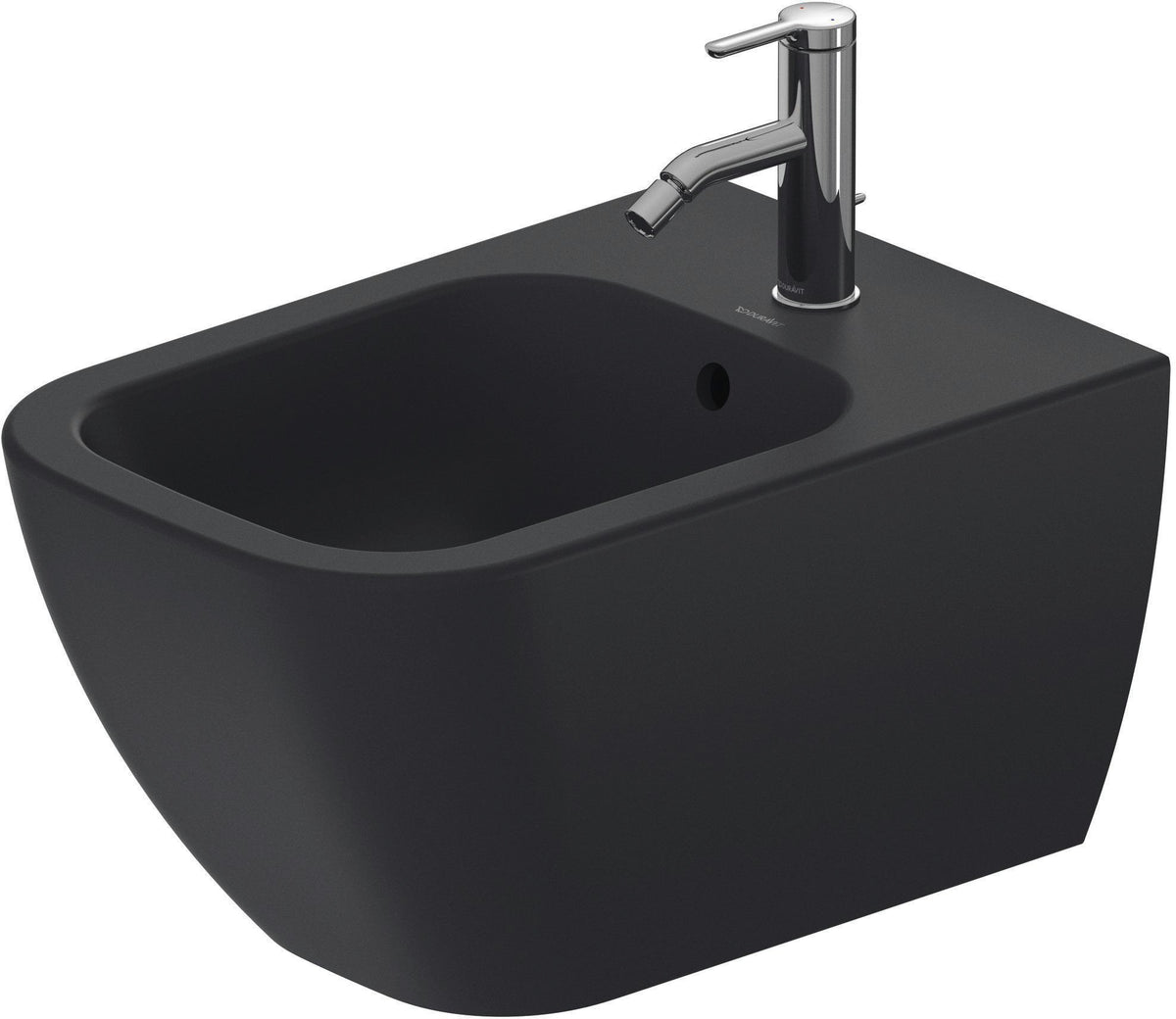 DURAVIT Wand-Bidet Happy D.2 540 mm Anthrazit Matt mit Überlauf und 1 Hahnloch