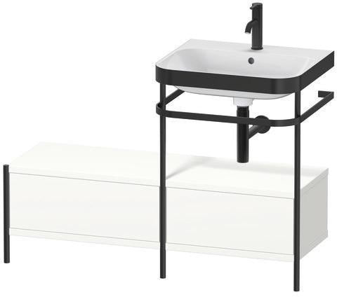 Duravit Waschtischset Happy D.2 Plus 1200x490mm ein Hahnloch taupe supermatt mit Metallkonsole