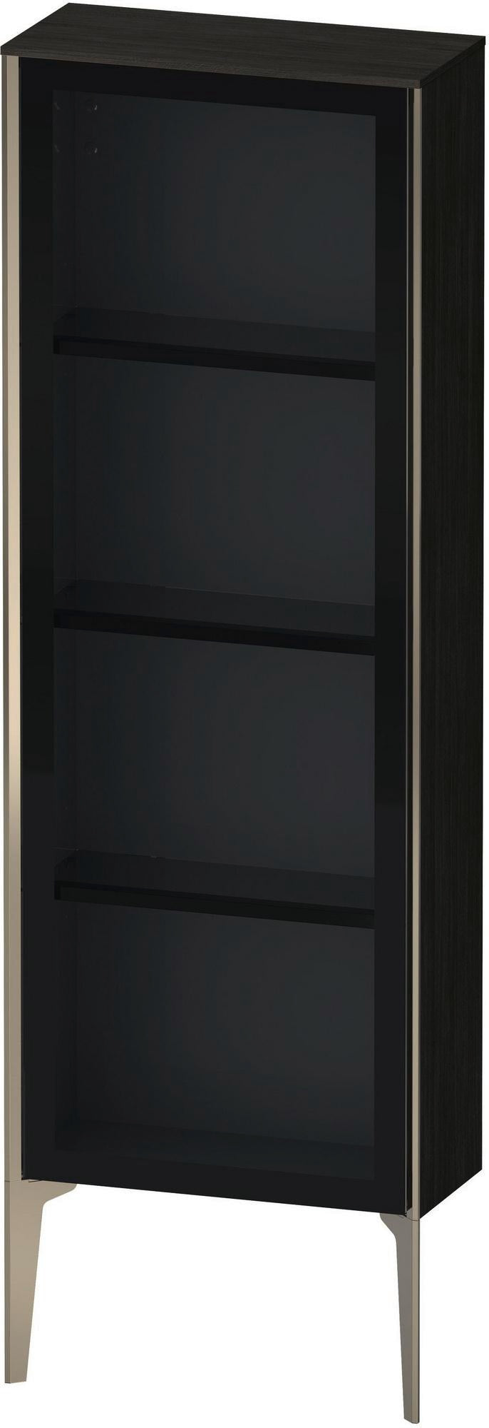 DURAVIT XViu Halbhochschrank 1330 mm Glastür Champagner matt/Eiche Schwarz – Wandhängend mit Tip-on