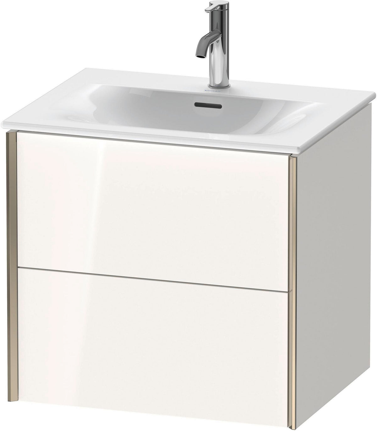 Duravit XViu Waschtischunterbau wandhängend 610 mm, 2 Schubkästen, weiß hochglanz Dekor, ohne Griff