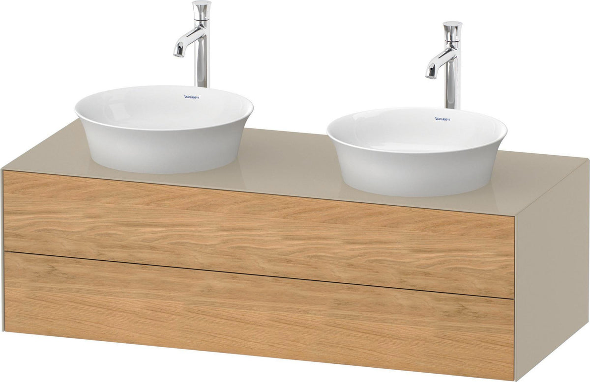 DURAVIT White Tulip Konsolenwaschtischunterbau 1300 mm mit 2 Schubkästen, Amerikanisch Nussbaum / Taupe Hochglanz
