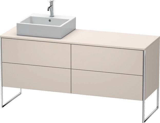 Duravit XSquare Waschtischunterbau 1600 mm mit Becken links, Außen taupe seidenmatt, inkl. Fußgestell