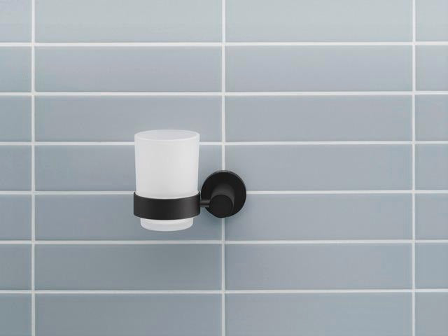 DURAVIT D-Code Glashalter mit Glas links in Chrom – Wandmontage, verchromt, inkl. Befestigungsmaterial