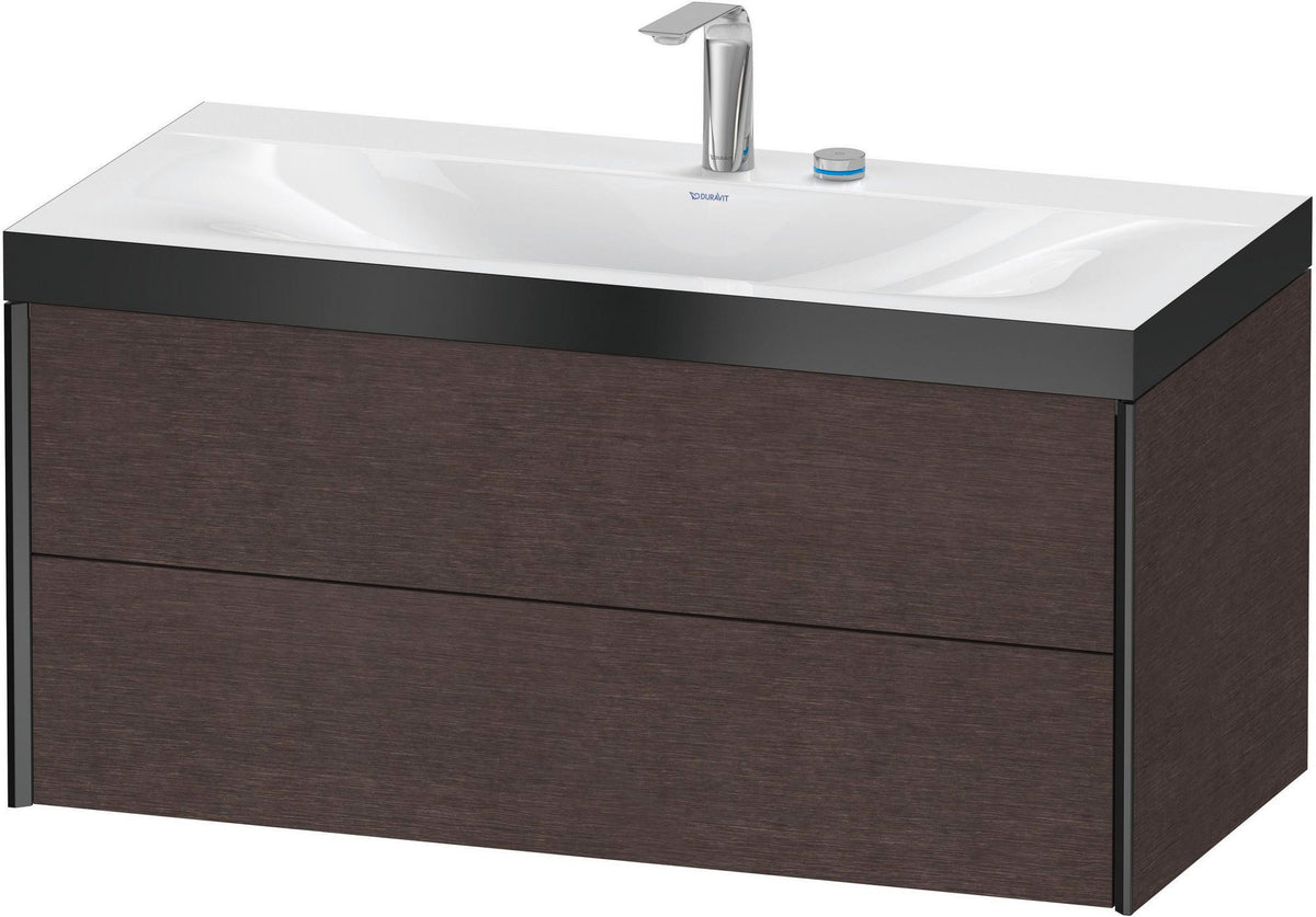 DURAVIT XViu Waschtischunterbauset c-bonded, 1000 mm, 2 Schubkästen, Schwarz Matt / Mediterrane Eiche