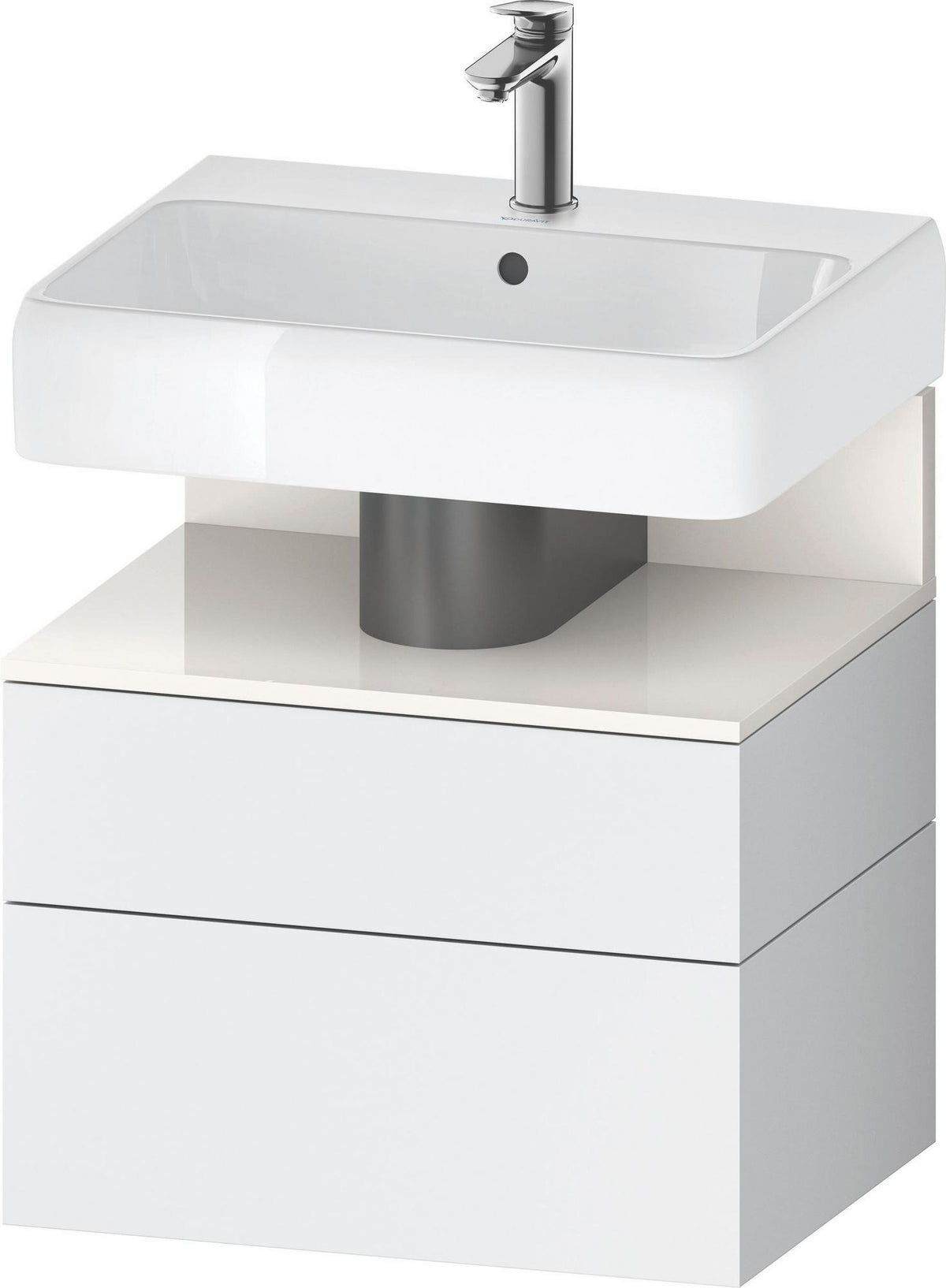 DURAVIT Qatego Waschtischunterbau 590 mm wandhängend, 1 Auszug, weiß Hochglanz, Nische Eiche Schwarz