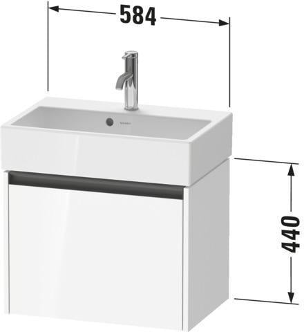 Duravit Ketho.2 Waschtischunterbau 584 mm Eiche Terra Matt mit 1 Auszug – Wandhängend