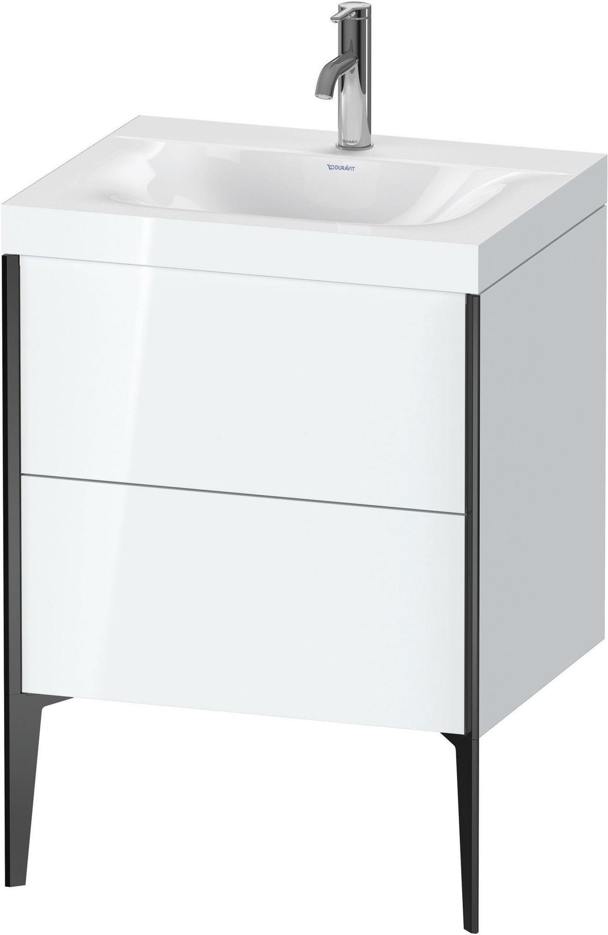 DURAVIT XViu c-bonded Waschtischunterbauset, 2 Auszüge, bodenstehend, schwarz matt/weiß hochglanz