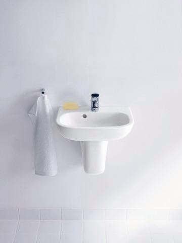 DURAVIT D-Code Handwaschbecken 450 mm mit Überlauf, 1 Hahnloch, weiß