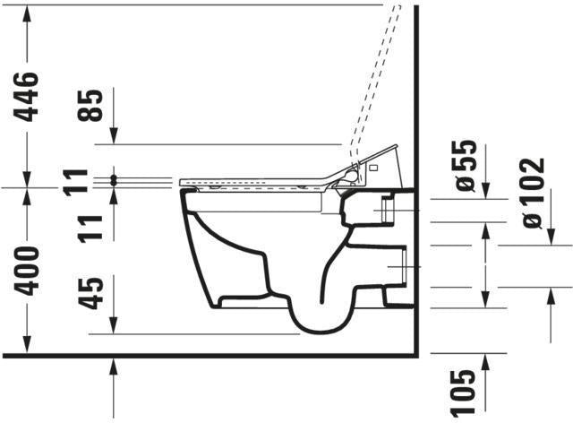 DURAVIT ME by Starck Wand-WC 570 mm spülrandlos mit WonderGliss für Dusch-WC