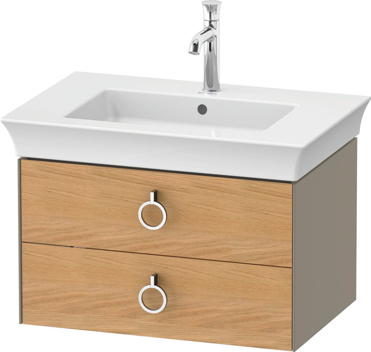 Duravit White Tulip Waschtischunterbau wandhängend 684 mm mit 2 Schubkästen und Griff, weiß seidenmatt