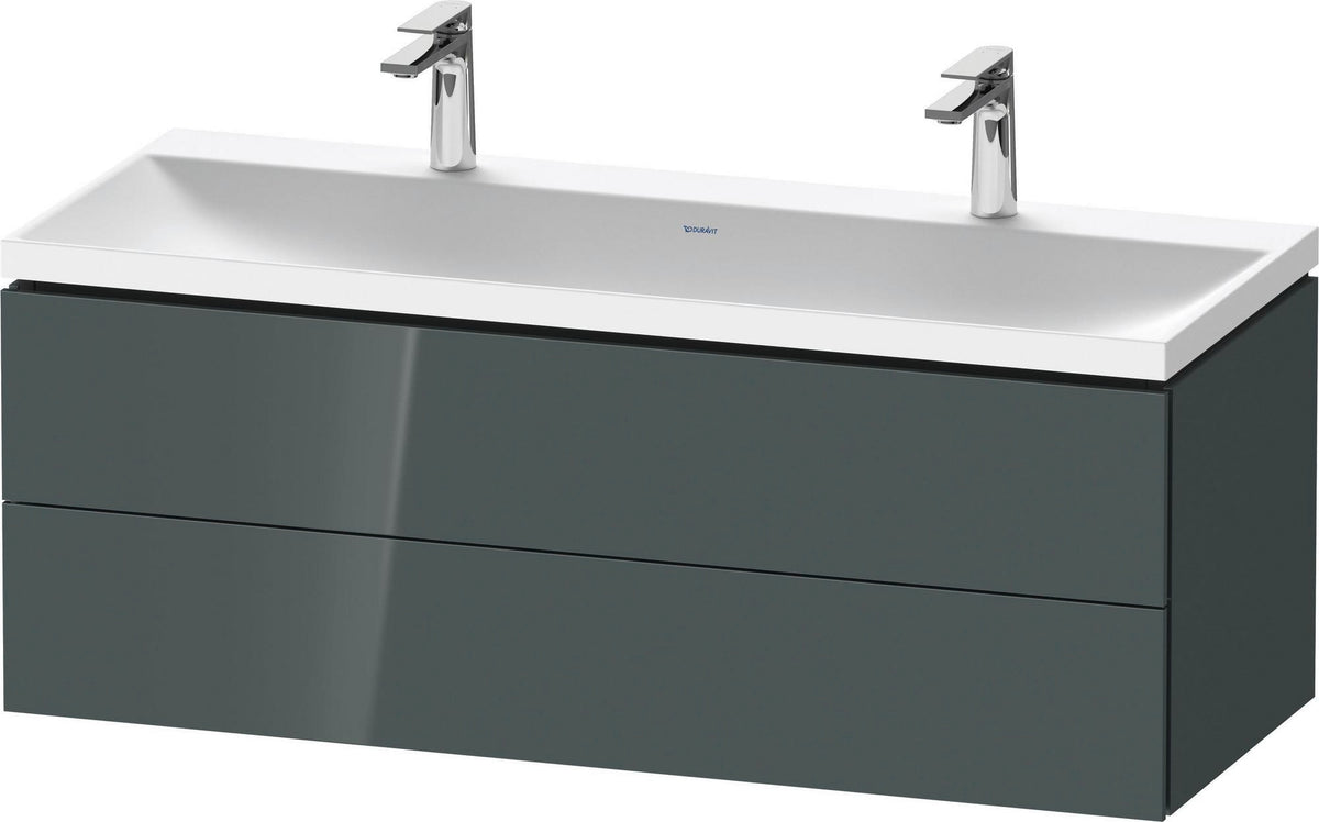 Duravit L-Cube c-shaped Waschtischset 1200 mm Nussbaum Matt mit Tip-on Technik