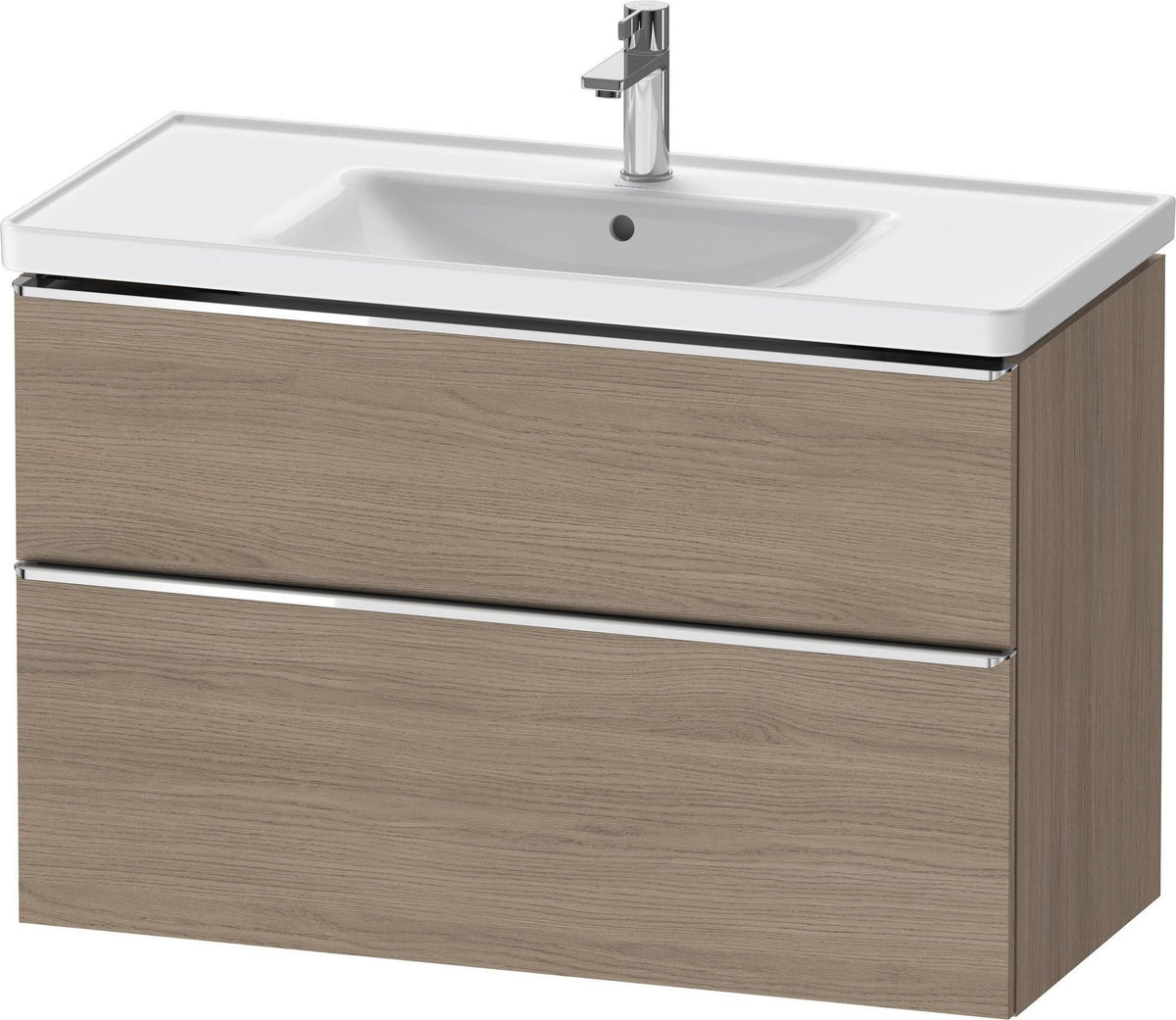 DURAVIT D-Neo Waschtischunterbau 984 mm Eiche Terra Matt – 1 Auszug, Soft-Close, wandhängend