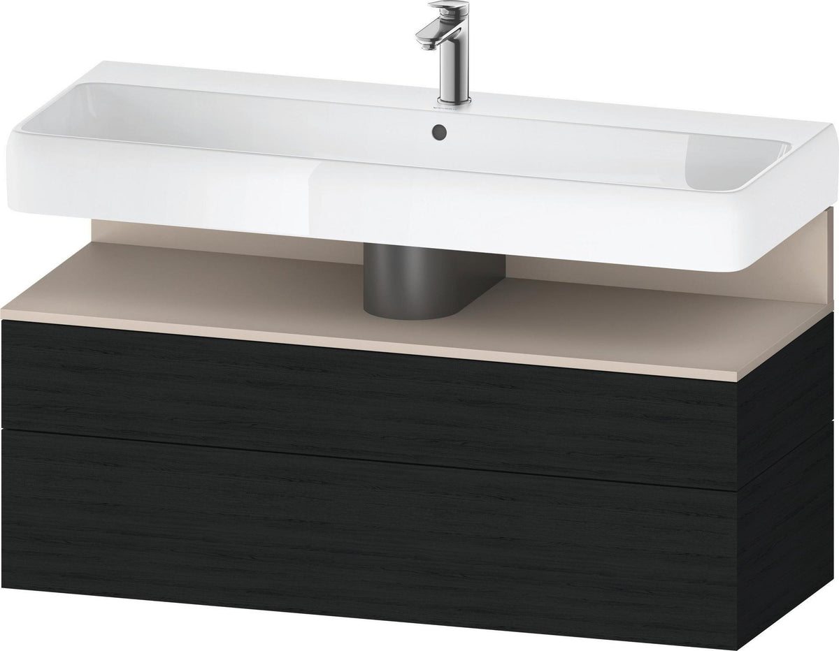 Duravit Qatego Waschtischunterbau 1190 mm – Weiß Matt mit Eiche Schwarz Nische, 1 Auszug, LED