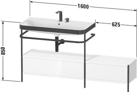 Duravit Waschtischset Happy D.2 Plus 1600x490mm Taupe Supermatt mit Hahnloch und Handtuchhalter