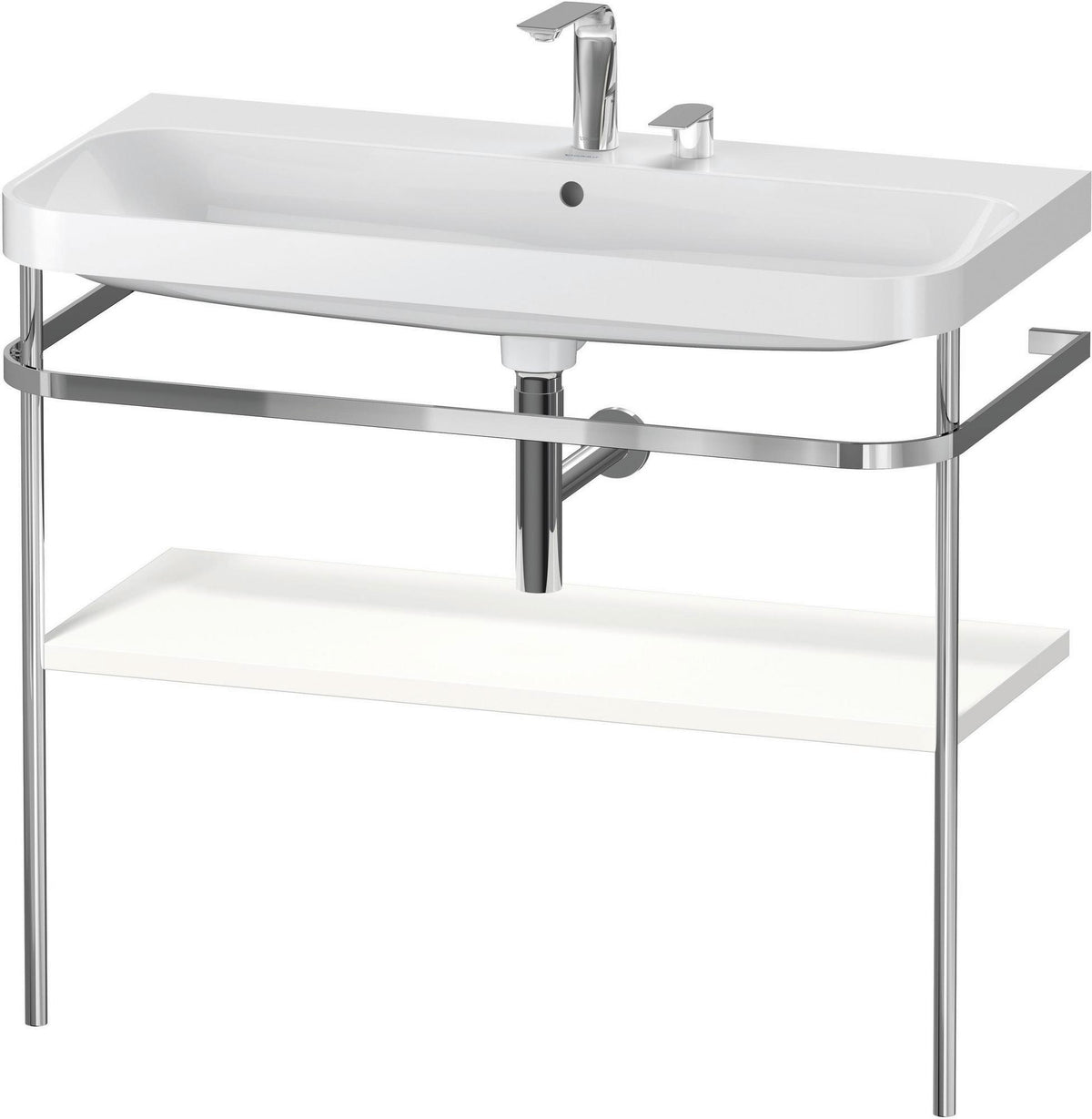 Duravit Happy D.2 c-shaped Waschtischset mit Metallkonsole, 975 mm, Taupe