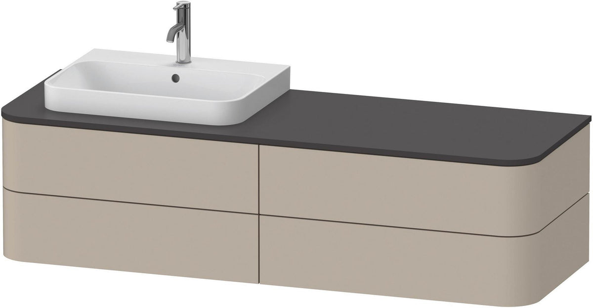 DURAVIT Happy D.2 Konsolenwaschtischunterbau 1600 mm taupe supermatt mit LED-Innenbeleuchtung und Tip-On-Technik