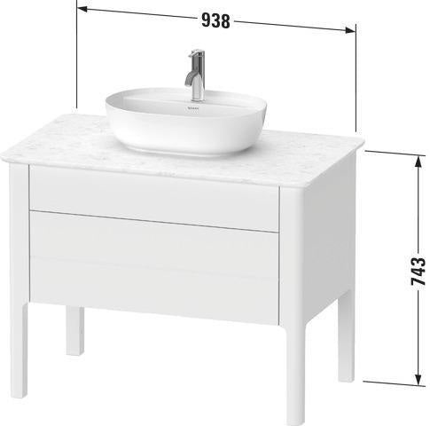 Duravit Luv Waschtischunterbau 938 mm – Seidenmatt Weiß, 1 Auszug, Tip-On-Technik