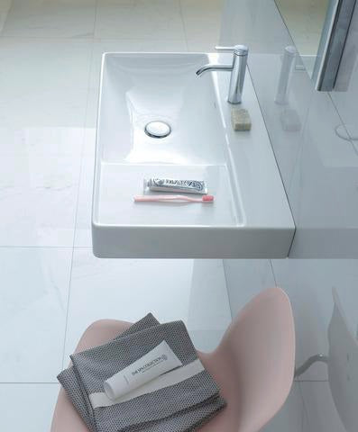 Duravit DuraSquare Möbel-Waschtisch 800 mm Weiß mit Hahnlochbank, Becken links, inkl. Halbsäule