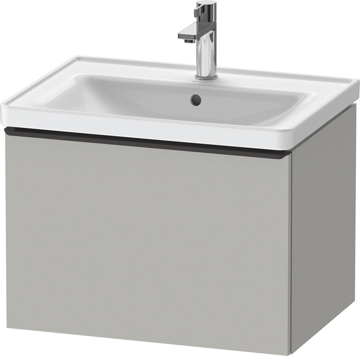 Duravit D-Neo Waschtischunterbau 634 mm betongrau matt mit Bronze-Griff und Soft-Close-Auszug