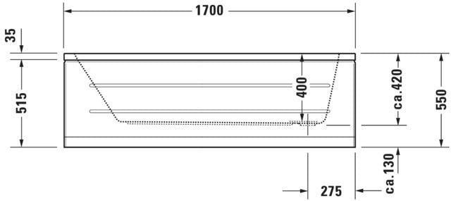DURAVIT D-Code Einbau-Badewanne 1700x750 mm Weiß mit Überlauf und 1 Rückenschräge