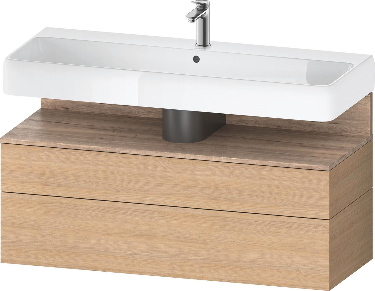 Duravit Qatego Waschtischunterbau 1190 mm – Weiß Matt mit Eiche Schwarz Nische, 1 Auszug, LED