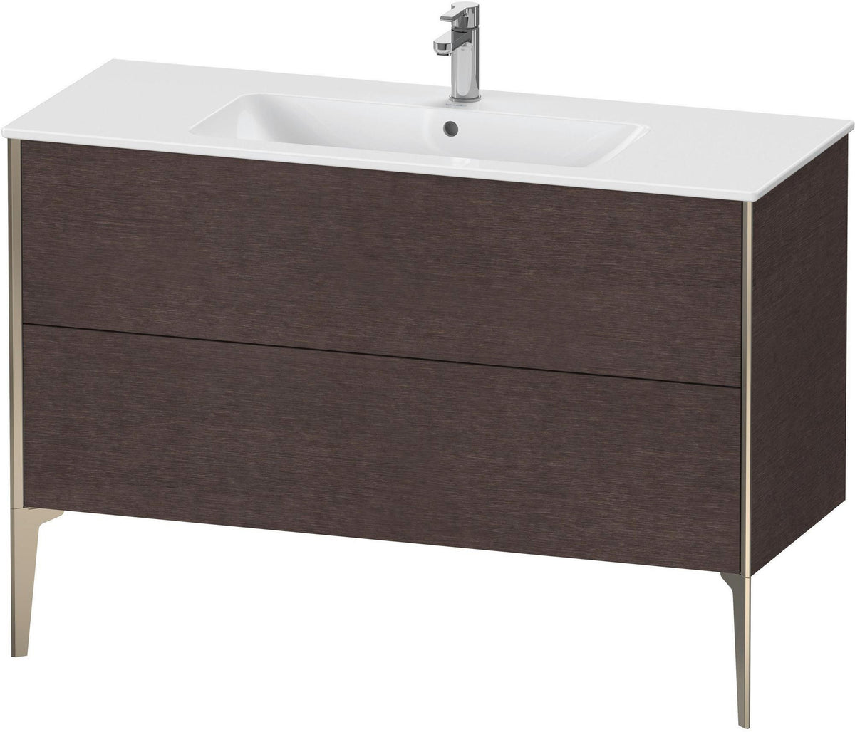 DURAVIT XViu Waschtischunterbau bodenstehend 1210 mm, 2 Auszüge, champagner matt/weiß matt