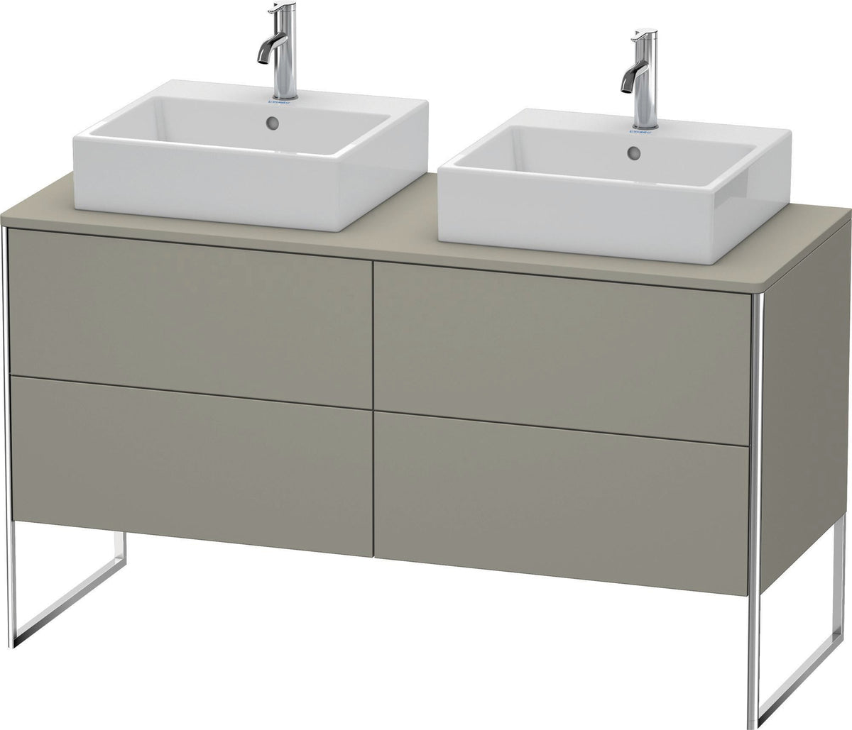 DURAVIT XSquare Waschtischunterbau 1400 mm betongrau matt mit 4 Schubkästen und Tip-On-Technik