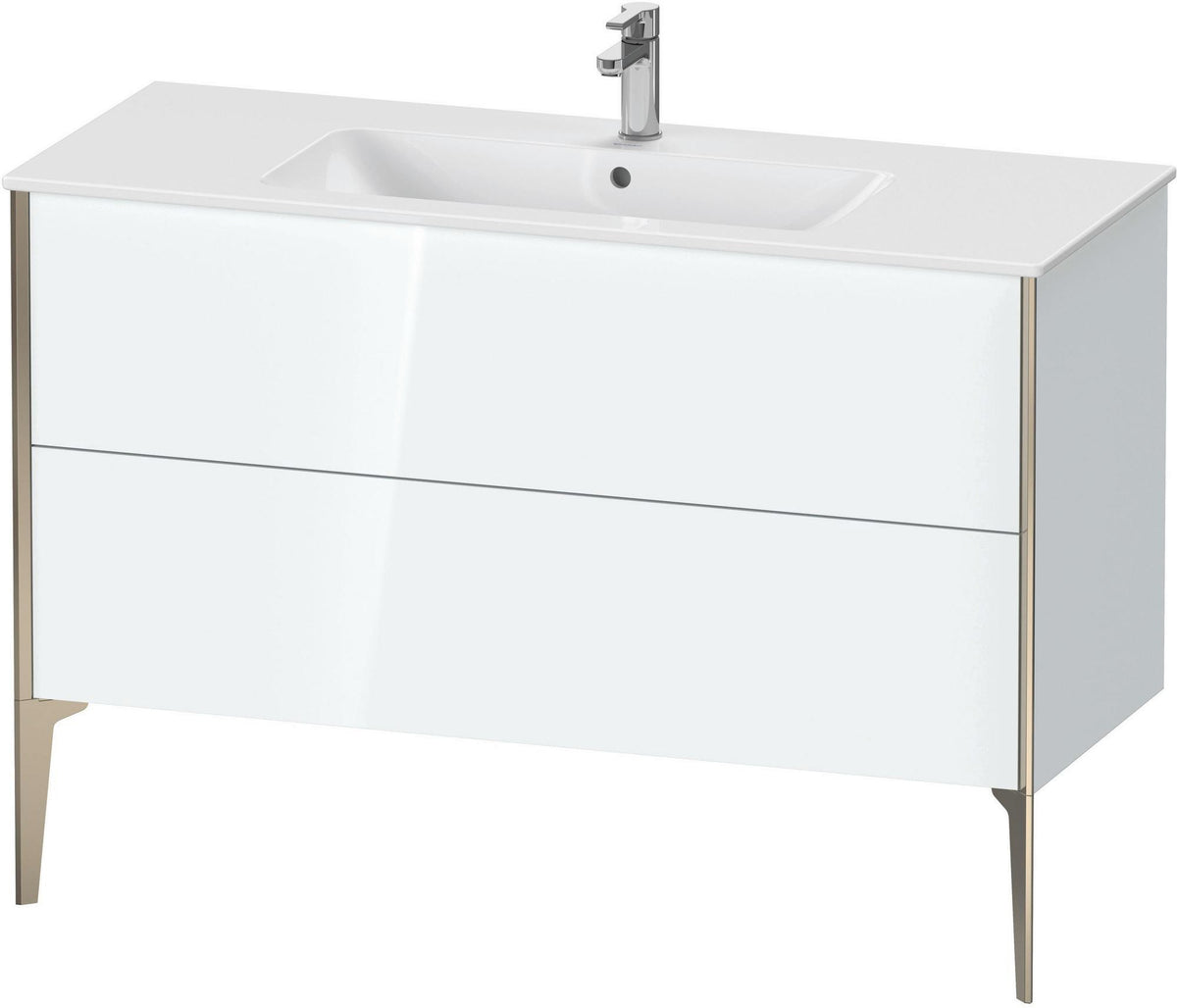 DURAVIT XViu Waschtischunterbau bodenstehend 1210 mm, 2 Auszüge, champagner matt/weiß matt