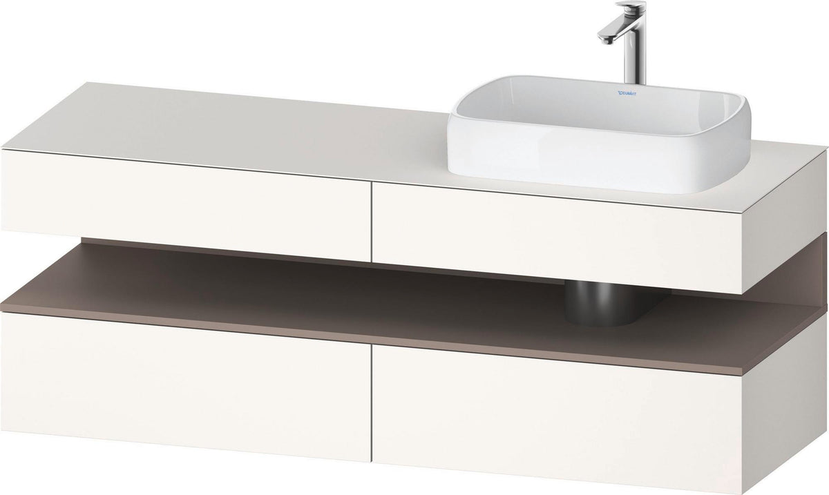 Duravit Qatego Konsolenwaschtischunterbau 1600 mm Weiß Hochglanz mit Eiche Schwarz Nische