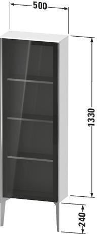 DURAVIT XViu Halbhochschrank 1330 mm, Glastür links, schwarz hochglanz, Push-Open