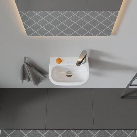 Duravit D-Code Handwaschbecken 360 mm mit Überlauf, 1 Hahnloch rechts, wandhängend, weiß
