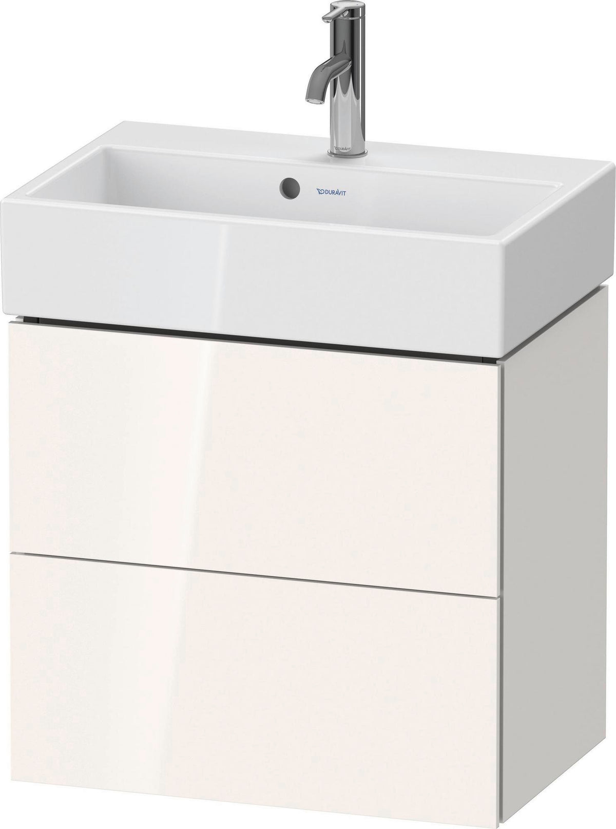 DURAVIT L-Cube Waschtischunterbau wandhängend, 2 Schubkästen, Weiß Matt, 584 mm