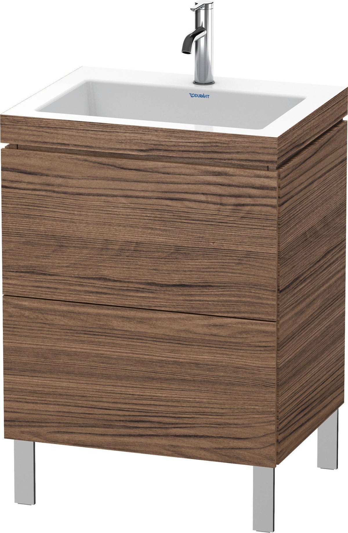 DURAVIT L-Cube c-bonded Waschtischset 698x600x480 mm Nussbaum Natur mit 2 Auszügen und Tip-On-Technik