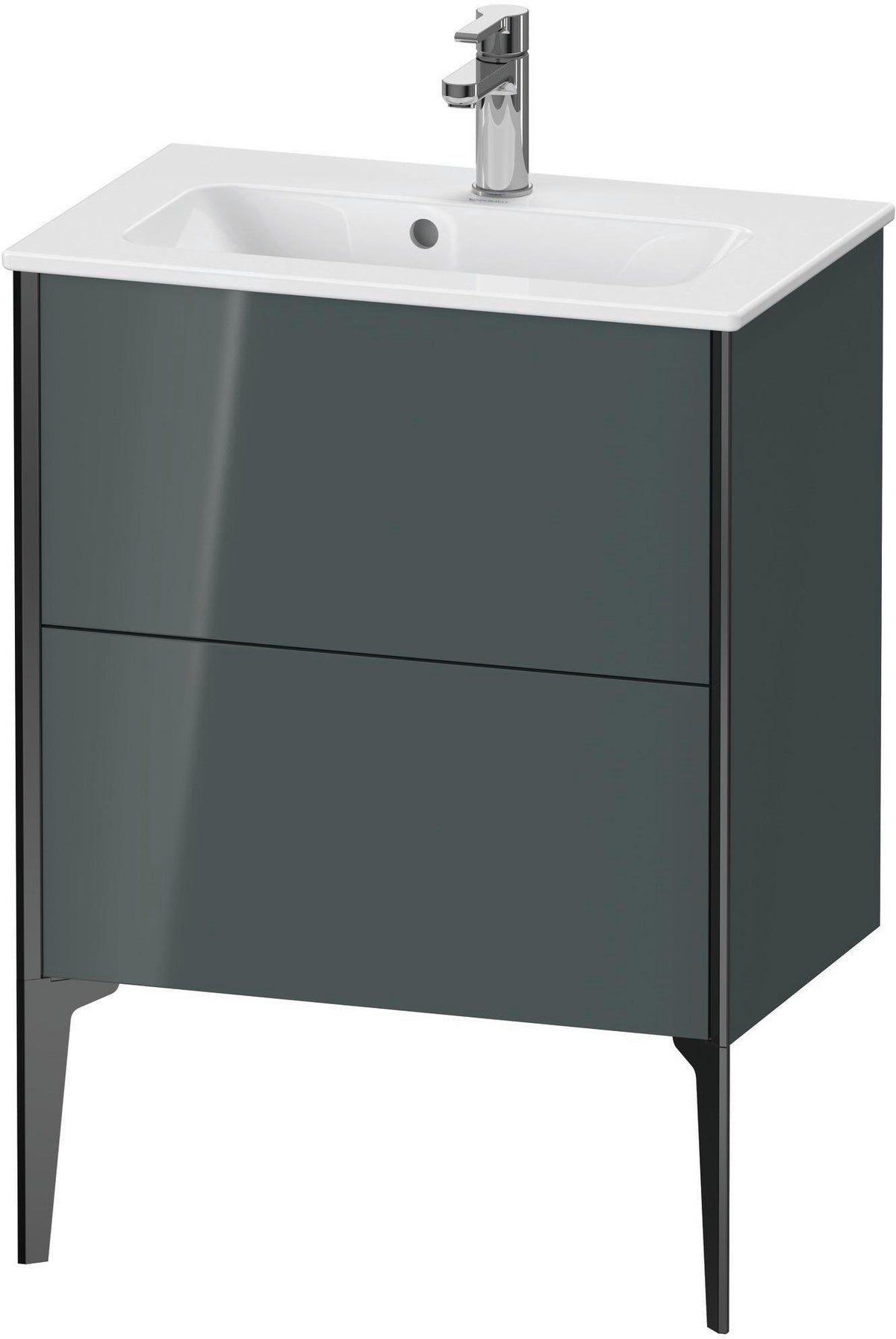 Duravit XViu Waschtischunterbau bodenstehend 610 mm, 2 Auszüge, champagner matt/weiß matt