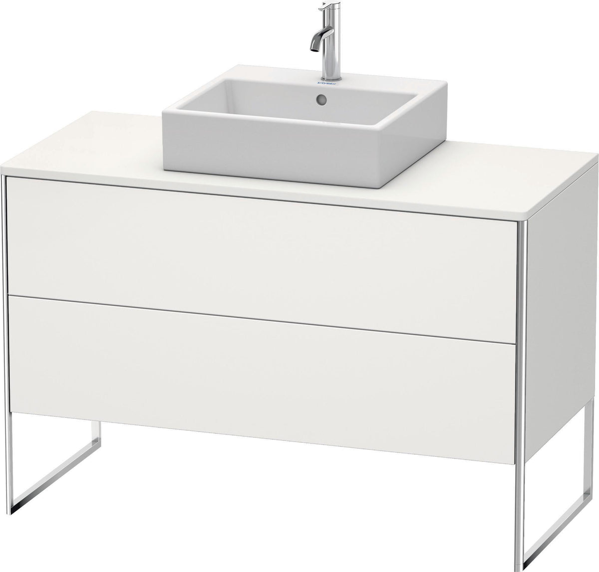 Duravit XSquare Waschtischunterbau 1200 mm, bodenstehend, 2 Schubkästen, Weiß Seidenmatt
