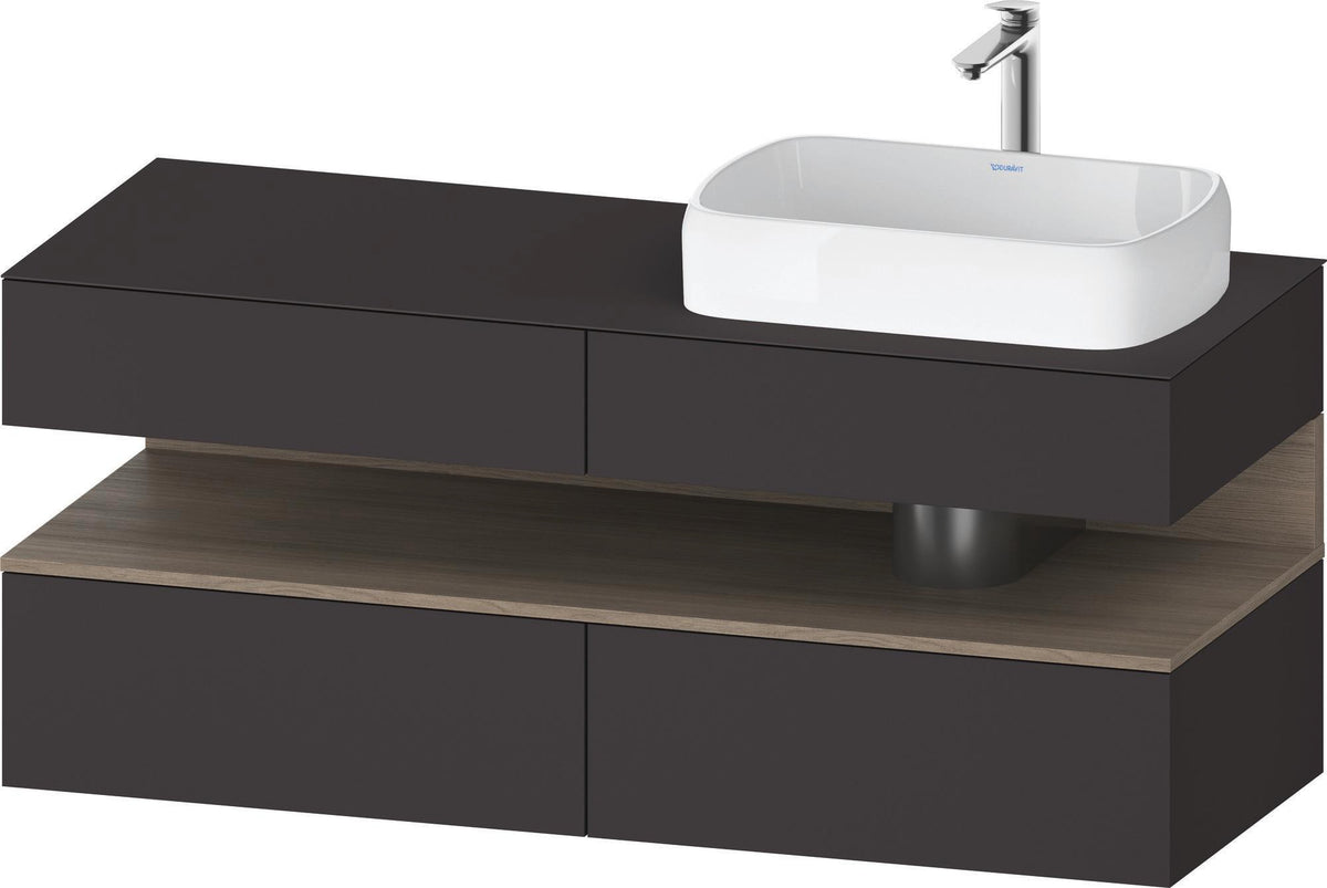 Duravit Qatego Konsolenwaschtischunterbau 1400 mm Basalt Matt mit 2 Auszügen