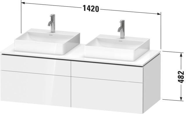 DURAVIT L-Cube Waschtischunterbau 1420 mm Taupe supermatt mit Tip-on und Soft-Close