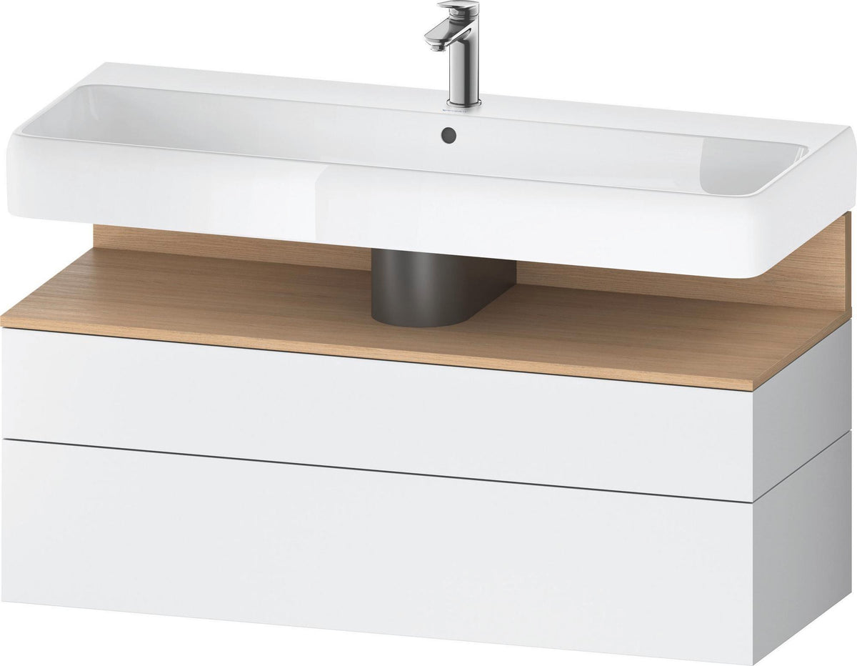 Duravit Qatego Waschtischunterbau 1190 mm – Weiß Matt mit Eiche Schwarz Nische, 1 Auszug, LED