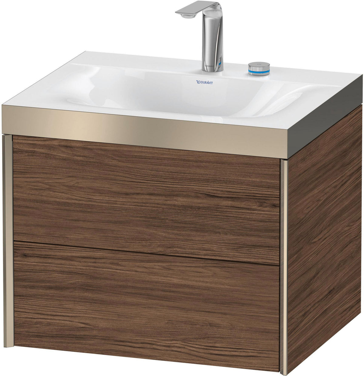 DURAVIT XViu Waschtischunterbauset c-bonded, 2 Schubkästen, champagner matt / amerikanischer Nussbaum, 503x600x480 mm
