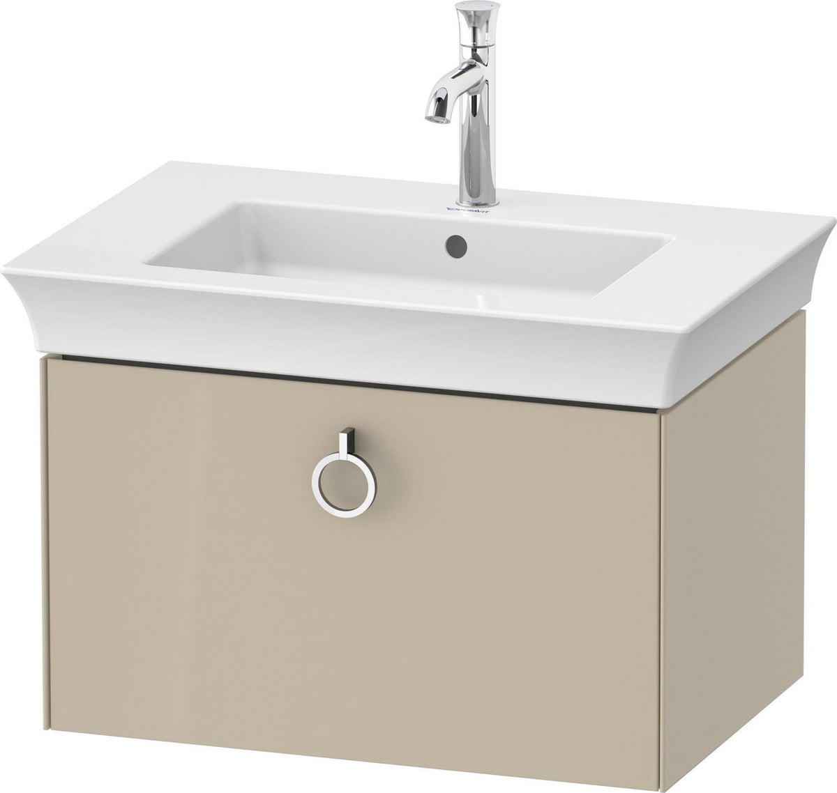 Duravit White Tulip Waschtischunterbau 684 mm, 1 Auszug, Nussbaum/Taupe, wandhängend