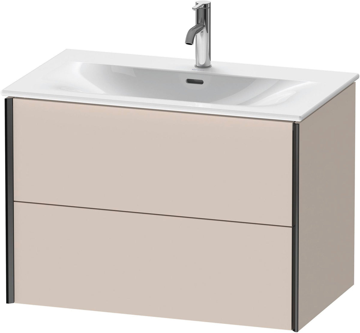 DURAVIT XViu Waschtischunterbau 810 mm wandhängend, 2 Schubkästen, taupe matt – mit Tip-On Technik