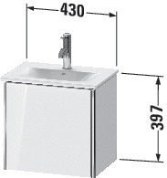 Duravit XSquare Waschtischunterbau 397 mm, 1 Tür, Taupe seidenmatt – Wandhängend für Viu
