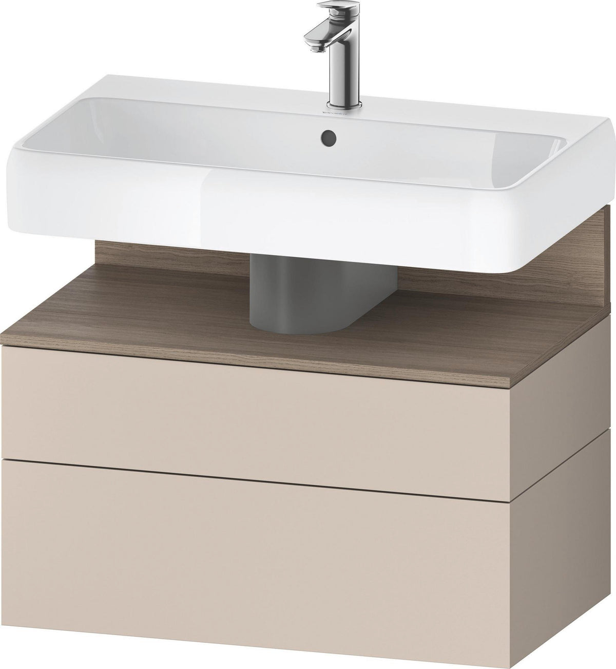 DURAVIT Qatego Waschtischunterbau 790 mm Eiche Terra Matt – wandhängend, 1 Auszug, Tip-On