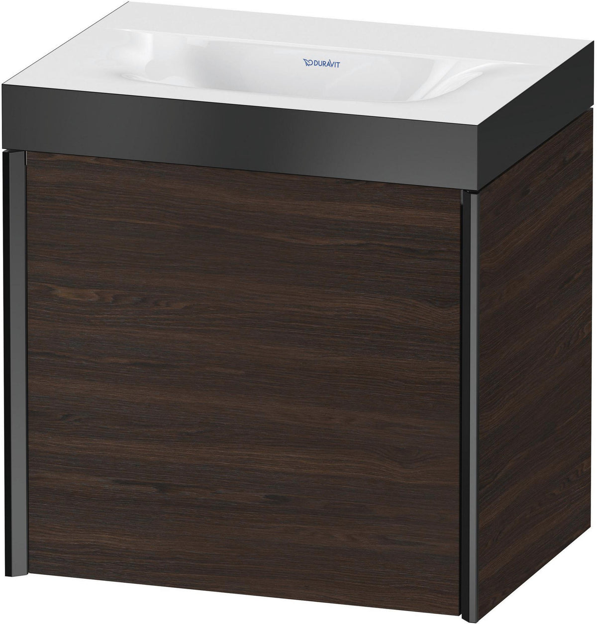 DURAVIT XViu c-bonded Waschtischunterbauset 460 mm, 1 Tür, Schwarz Matt / Nussbaum Gebürstet, Wandhängend